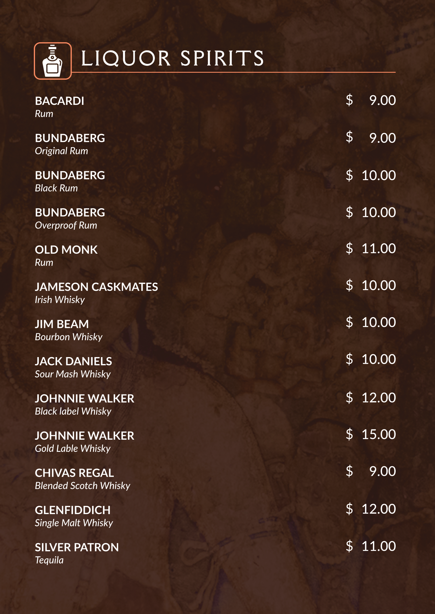 drinks menu